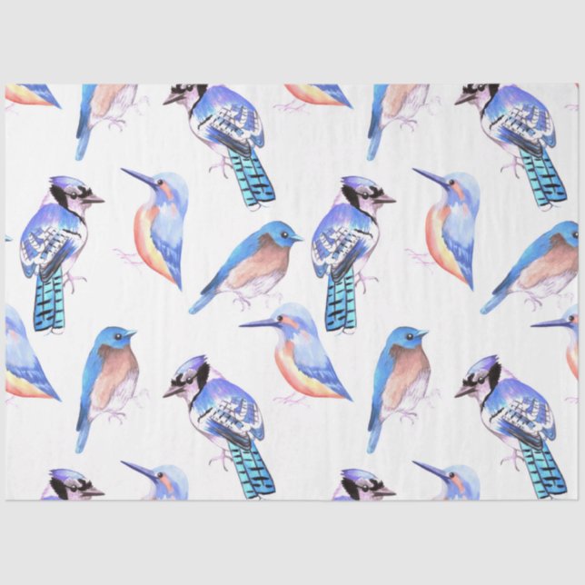 blue birds in analogous colour scheme tissue paper (Front)
