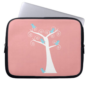 blue birds in tree cute bird art laptop sleeve