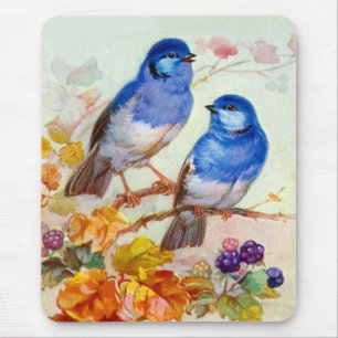 Blue birds mouse mat