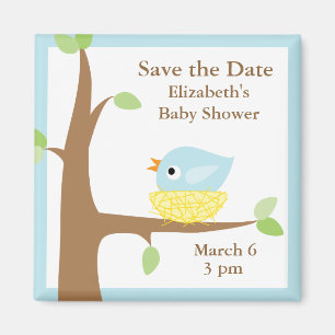 Blue Birds Nest Baby Shower Magnet
