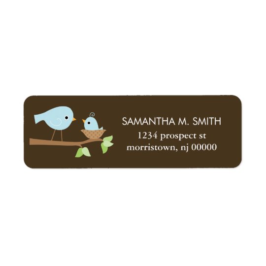 Blue Birds Nest Baby Shower Return Address Label