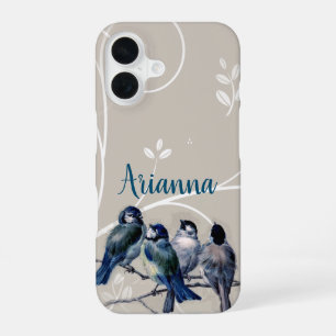 Blue Birds on a Branch iPhone 16 Case