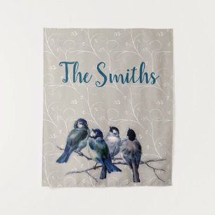 Blue Birds on a Branch Tapestry