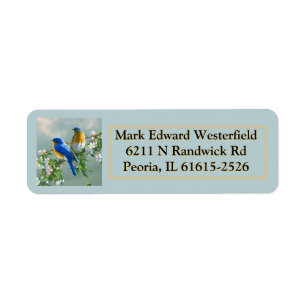 blue birds return address label