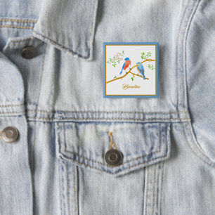 Blue Birds Square Name Button