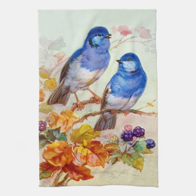 Blue birds tea towel (Vertical)
