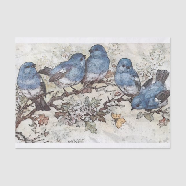 Blue Birds Tissue Paper (Front)