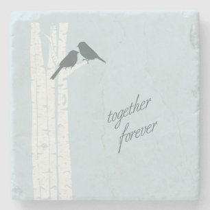 Blue Birds Together Forever Stone Coaster