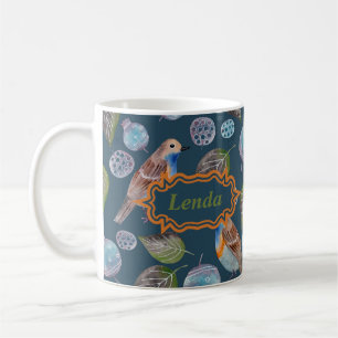 Blue Birds Watercolor Pattern Coffee Mug