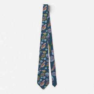 Blue Birds Watercolor Pattern Tie