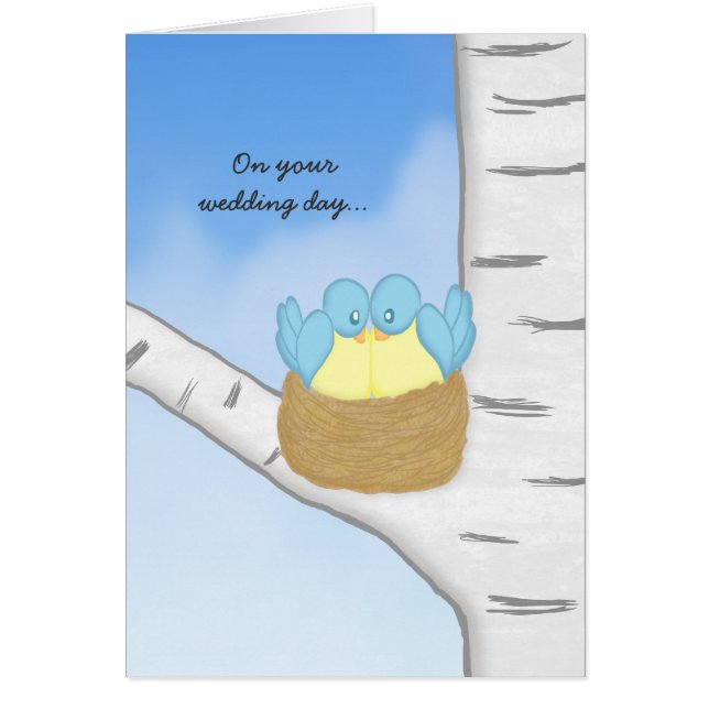 Blue Birds Wedding Card (Front)