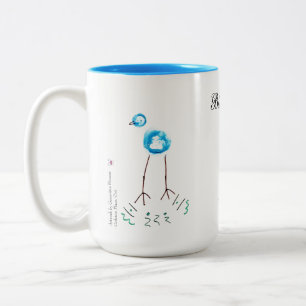 Blue Birds - whimsical - artwork Two-Tone Coffee Mug