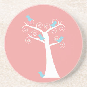 Blue Birds Whimsical Nature Tree Coaster