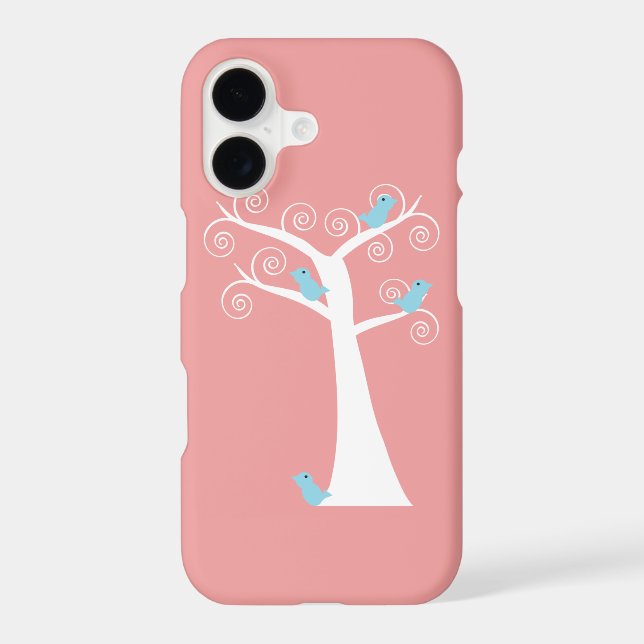Blue Birds White Birch Tree Girly Pink (Back)