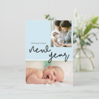 Blue Birth Stat Photo Happy New Year Baby boy