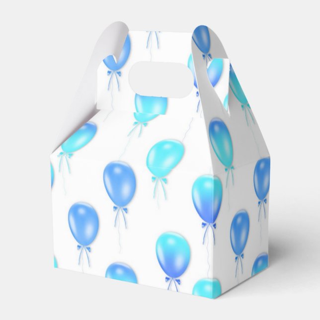 Blue Birthday Balloon favour box (Front Side)