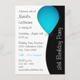 Blue Birthday Balloon Invitation
