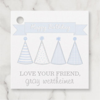 Blue Birthday Banner Hat Gift Tag