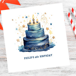 Blue Birthday cake birthday Napkin