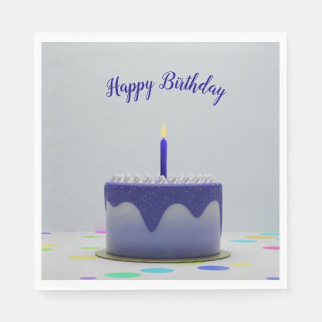 Blue Birthday Cake Napkin (Front)