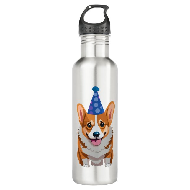 Blue Birthday Corgi Classic T-Shirt 710 Ml Water Bottle (Front)