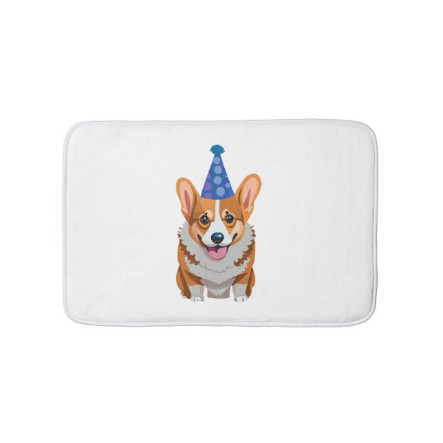 Blue Birthday Corgi Classic T-Shirt Bath Mat (Front)