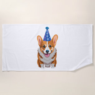 Blue Birthday Corgi Classic T-Shirt Beach Towel