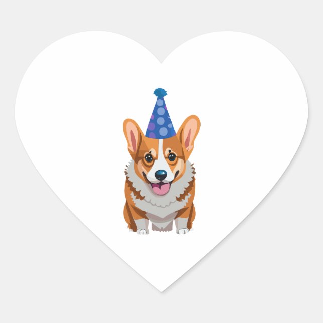 Blue Birthday Corgi Classic T-Shirt Heart Sticker (Front)