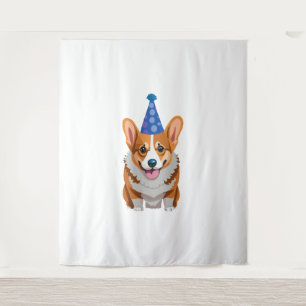 Blue Birthday Corgi Classic T-Shirt Tapestry