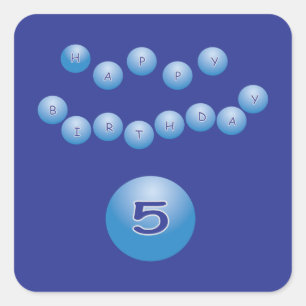 Blue Birthday for Boy Age 5 Square Sticker