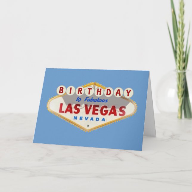 Blue BIRTHDAY In Fabulous Las Vegas Card (Front)