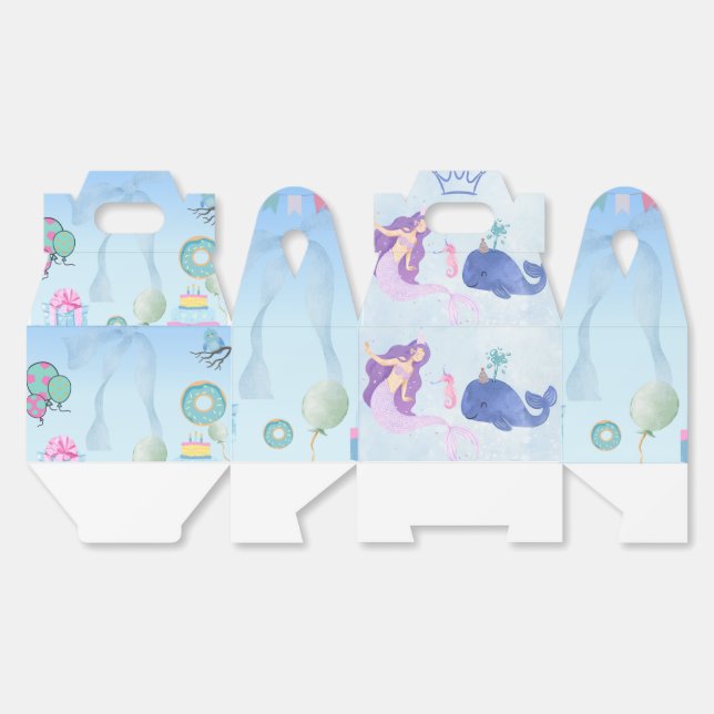 Blue  Birthday Invitation Favour Box (Unfolded)