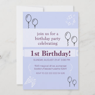  Blue Birthday invitations card