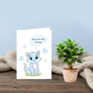 Blue Birthday kitty Card