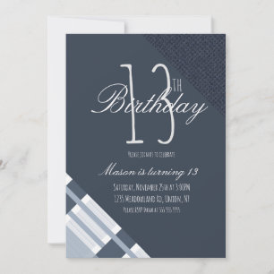 Blue Birthday Plaid Denim Boys Thirteen Party