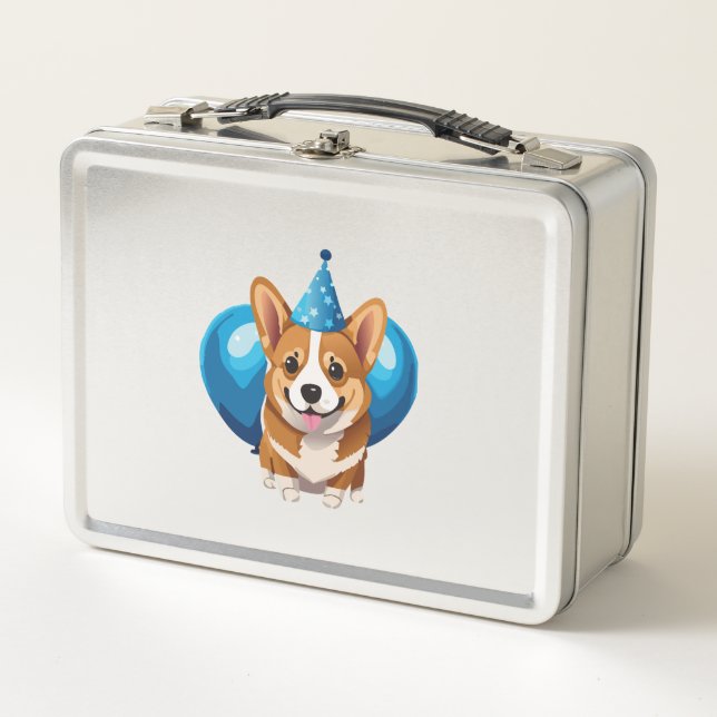 Blue Birthday Puppy Classic T-Shirt (1) Metal Lunch Box (Front)