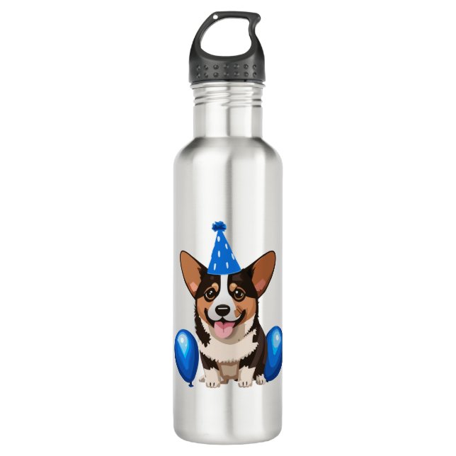 Blue Birthday Puppy Classic T-Shirt 710 Ml Water Bottle (Front)