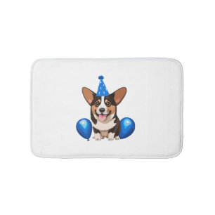 Blue Birthday Puppy Classic T-Shirt Bath Mat