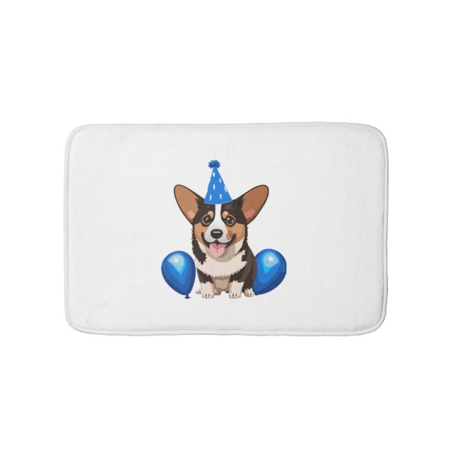 Blue Birthday Puppy Classic T-Shirt Bath Mat (Front)