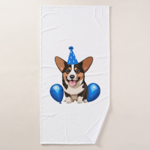 Blue Birthday Puppy Classic T-Shirt Bath Towel