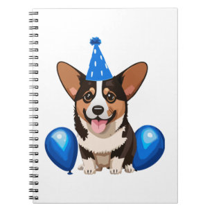Blue Birthday Puppy Classic T-Shirt Notebook