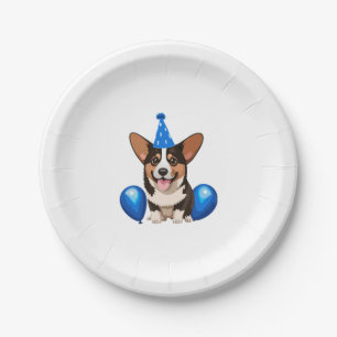 Blue Birthday Puppy Classic T-Shirt Paper Plate