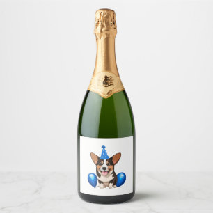 Blue Birthday Puppy Classic T-Shirt Sparkling Wine Label