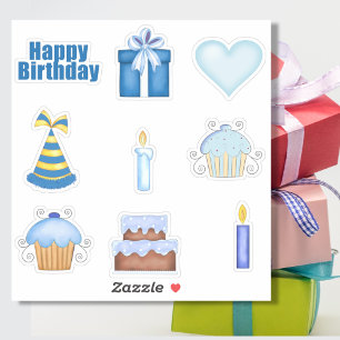  Blue Birthday Sticker Set