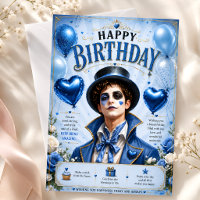 Blue Birthday Stickers Vintage Style