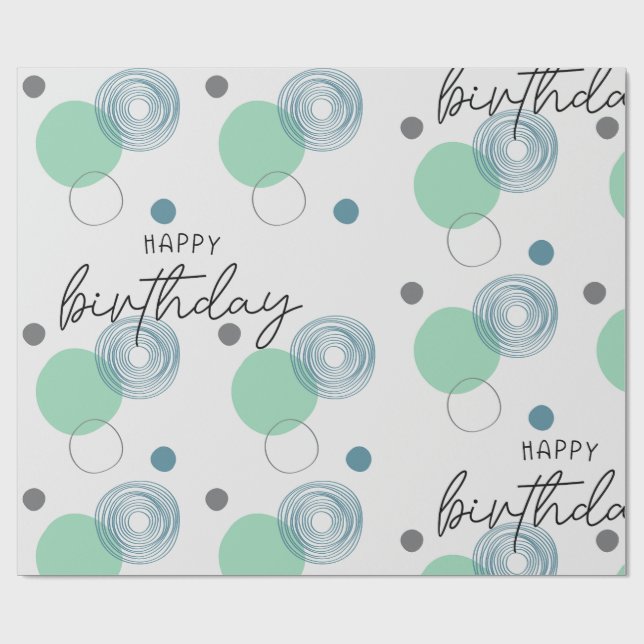 Blue Birthday  Wrapping Paper (Flat)