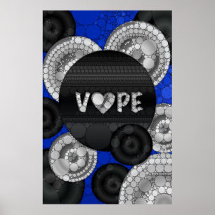 Blue Black 3D Vape Heart Poster