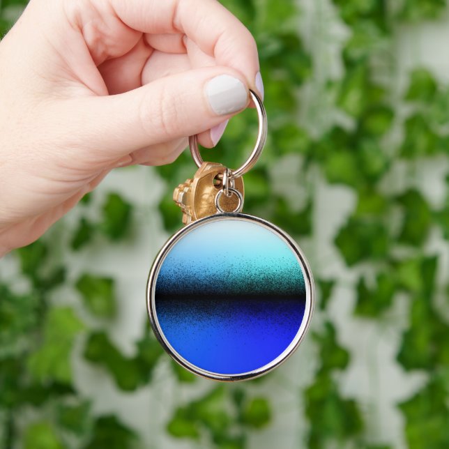 Blue Black Abstract Artwork Key Ring (Hand)