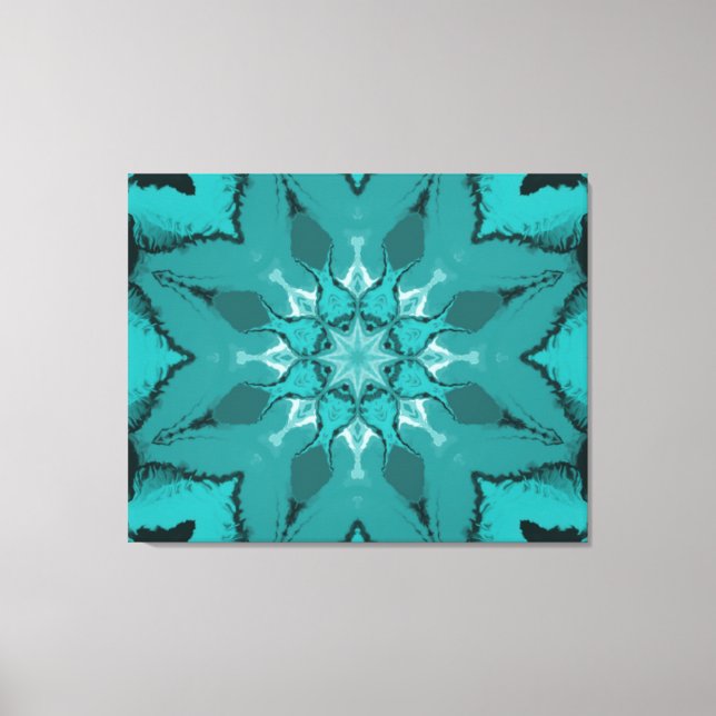 Blue black abstract symmetrical pattern canvas print (Front)