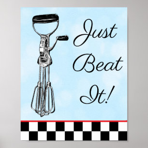 Blue, Black and Red Just Beat It Sign